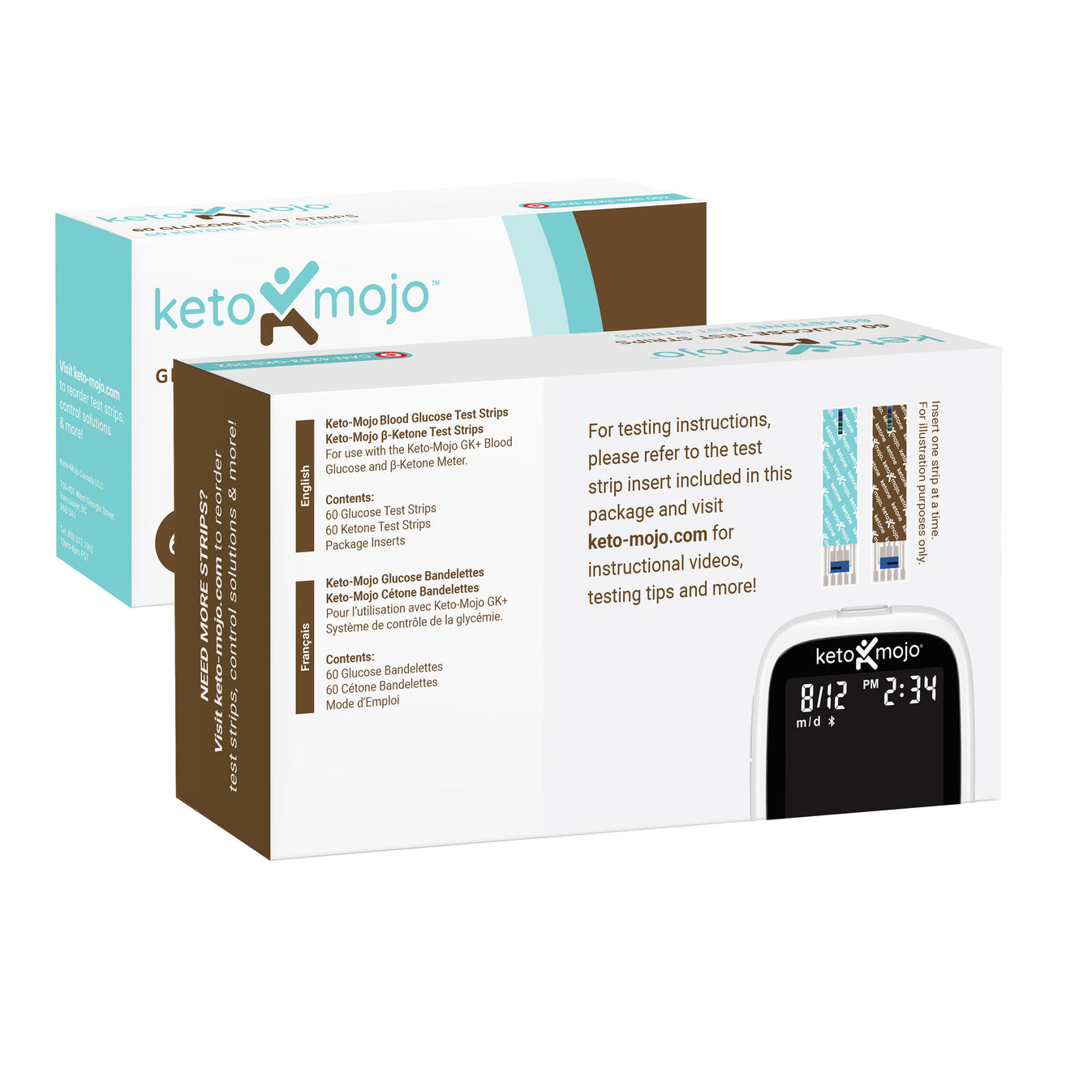 GK+ COMBO Test Strips (60 Glucose & 60 Ketone) KetoMojo Canada